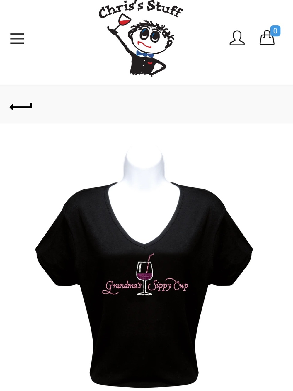 Grandma's Sippy Cup Black V-Neck Tee by